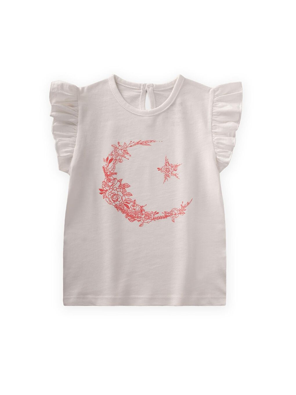 Beyaz Kız Çocuk Baskılı Tişört