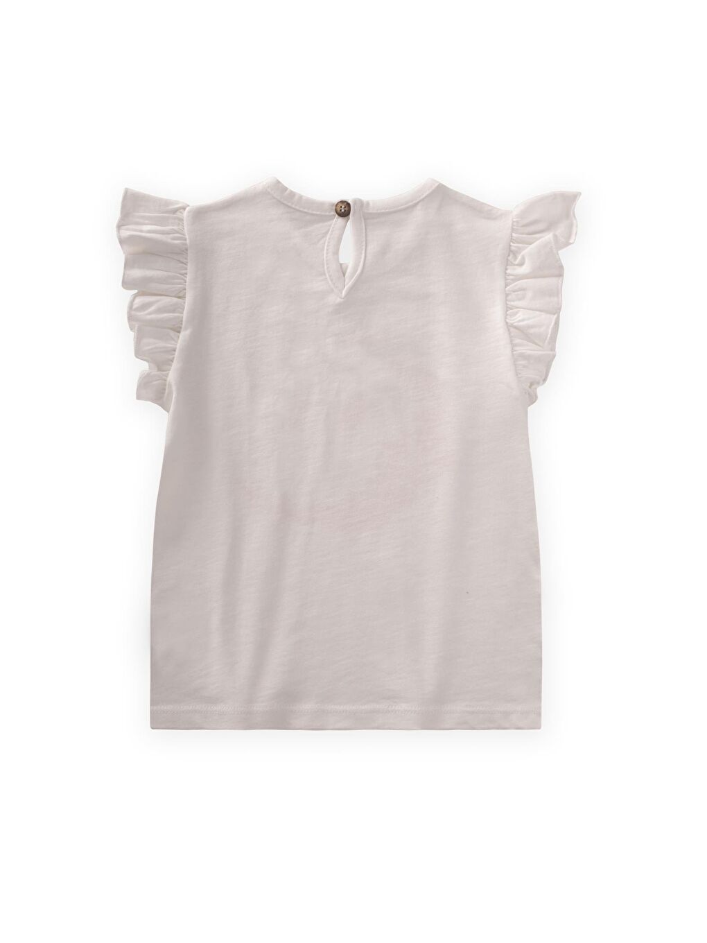 Beyaz Kız Çocuk Baskılı Tişört-1