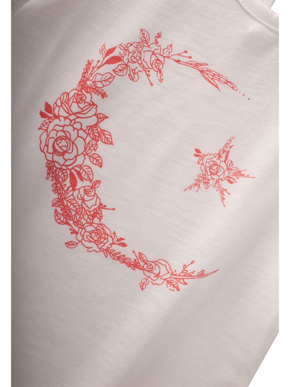 Beyaz Kız Çocuk Baskılı Tişört-2