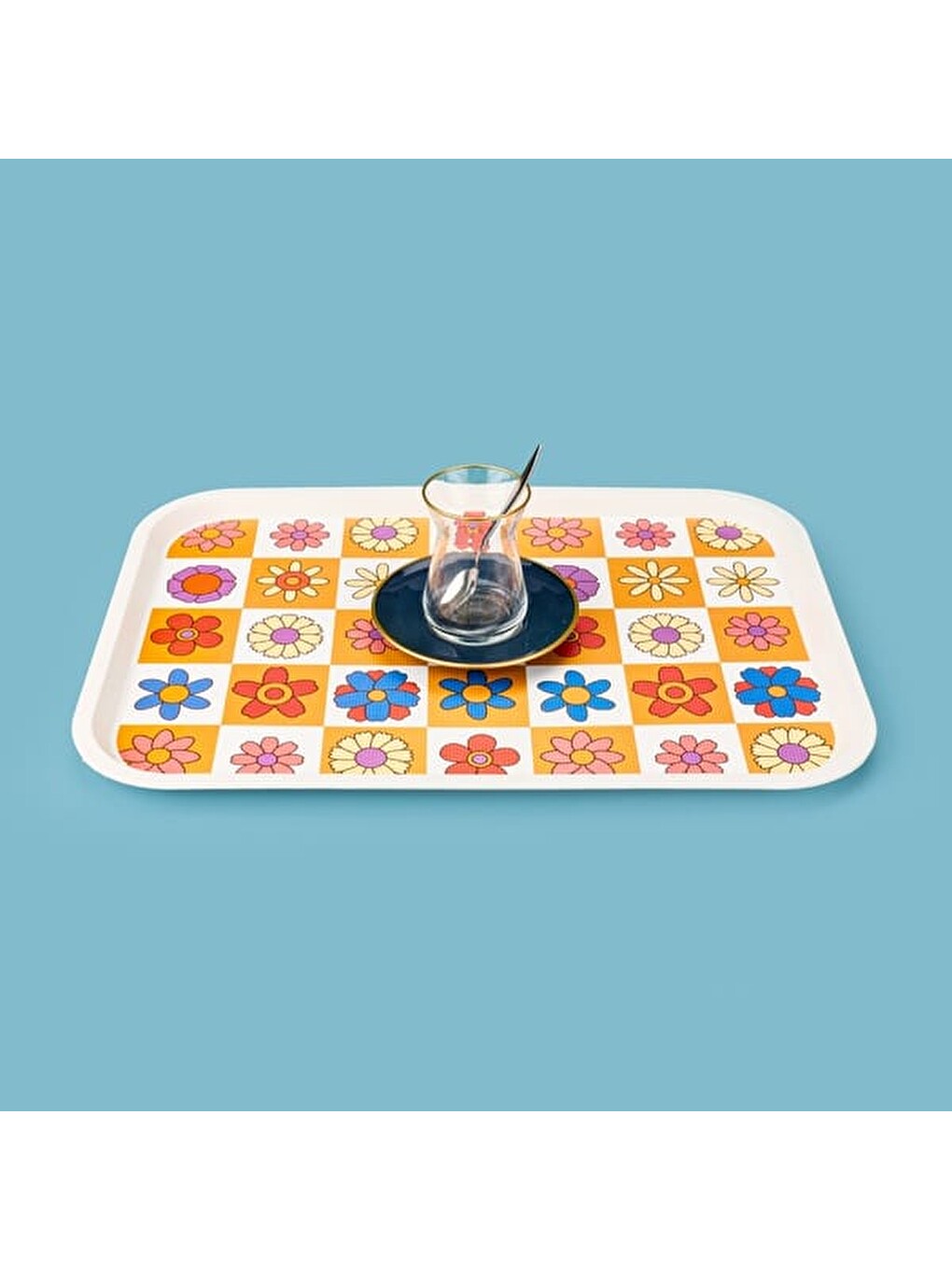 Karışık Kitchen Flower Tepsi - Renkli - 42x30 Cm-3