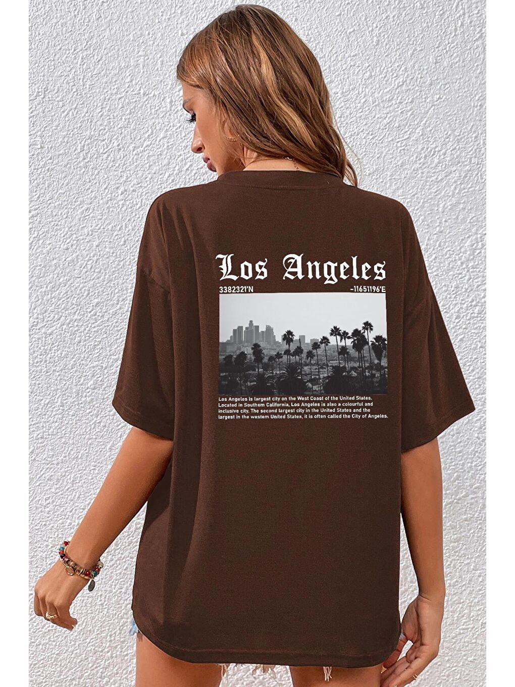 uyguntarz Kahverengi Los Angles Tasarım Tshirt - 1