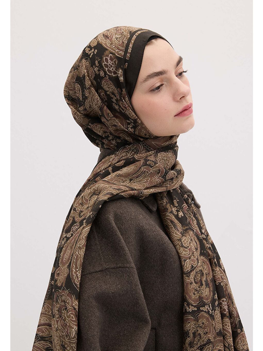 Kahverengi Freda Desen Şal Toprak-2