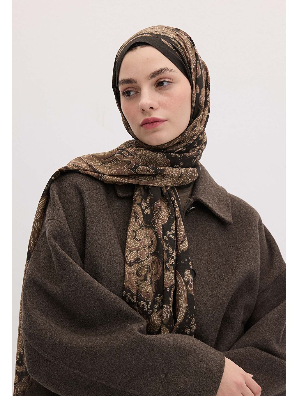 Kahverengi Freda Desen Şal Toprak-3