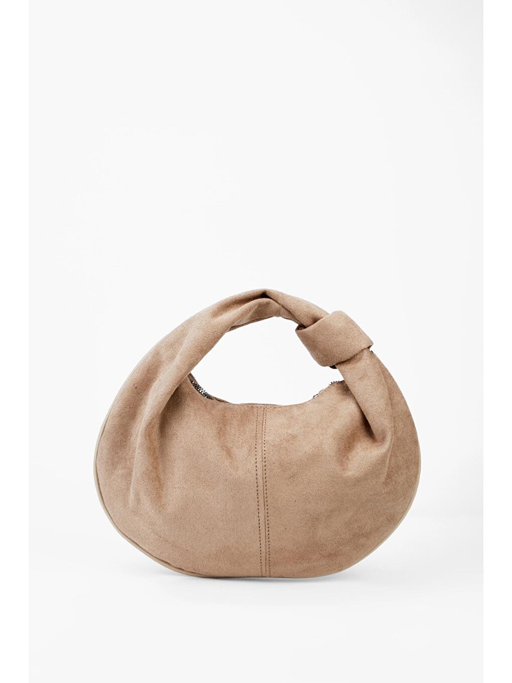 Bej Düğüm Detaylı Voly Kadın Kol Çanta Süet Vizon