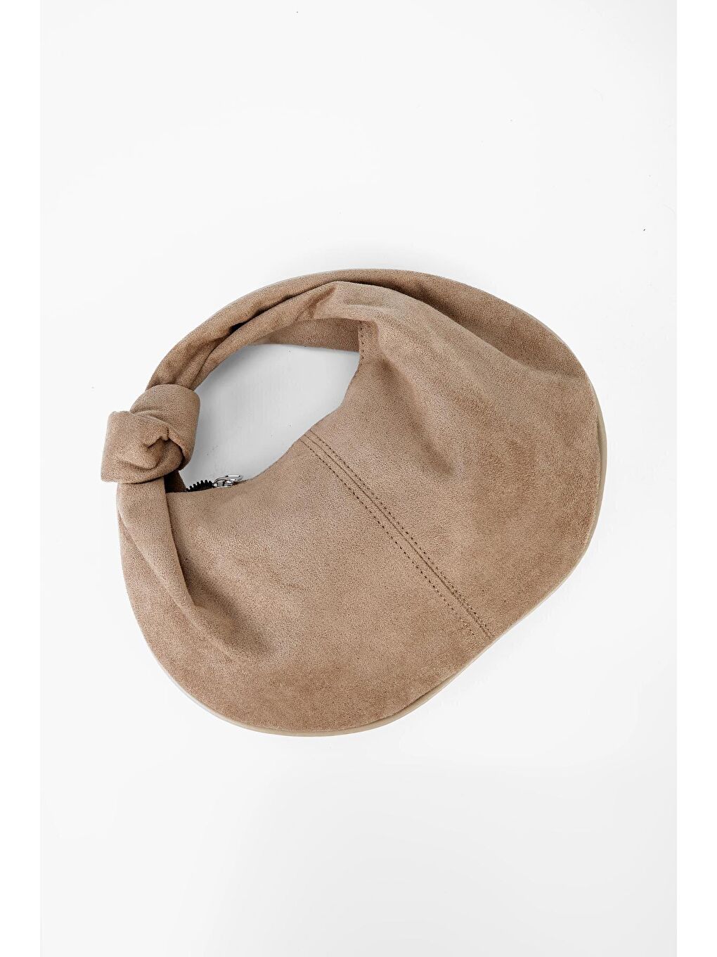 Bej Düğüm Detaylı Voly Kadın Kol Çanta Süet Vizon-1