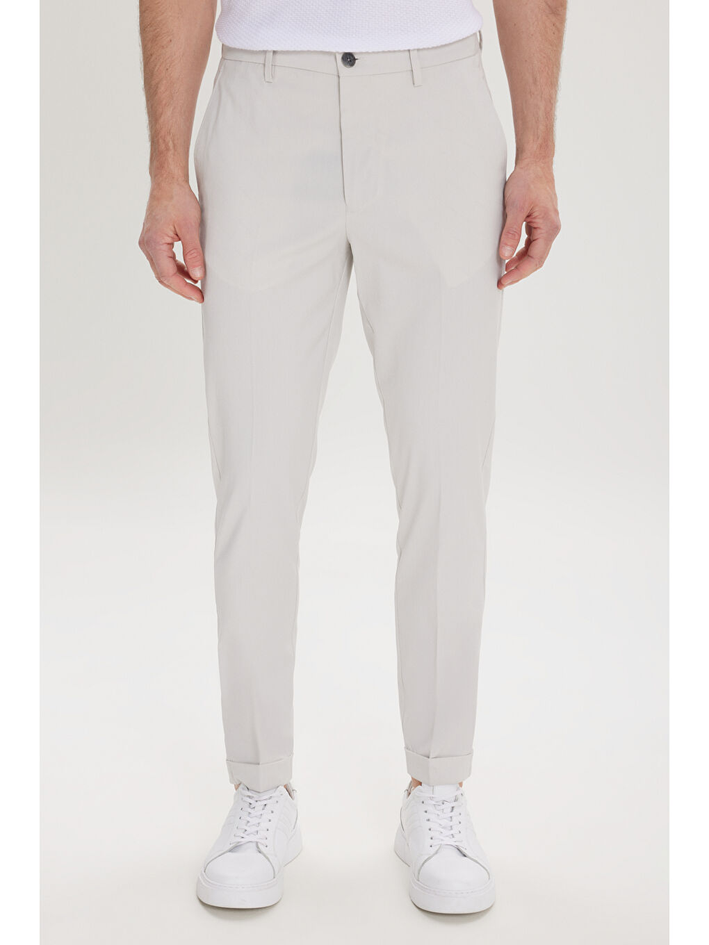 Bej Erkek Taş Slim Fit Dar Kesim Beli Lastikli Yan Cep Rahat Pantolon-1