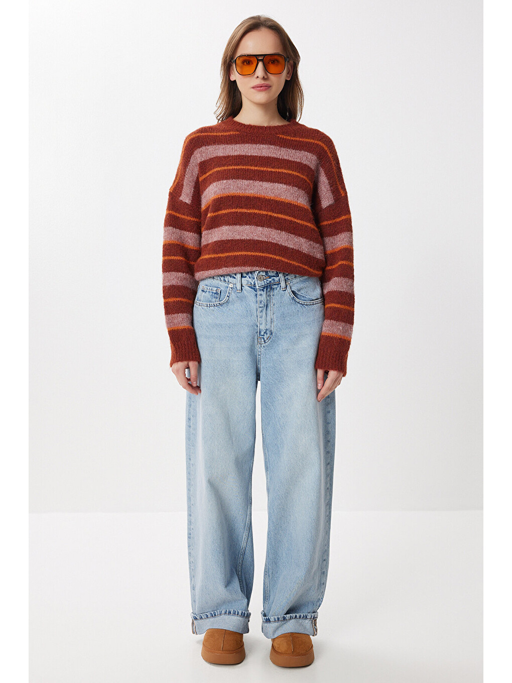 Mavi Kıvrık Paça Wide Leg Jeans MAVİ LRI0033