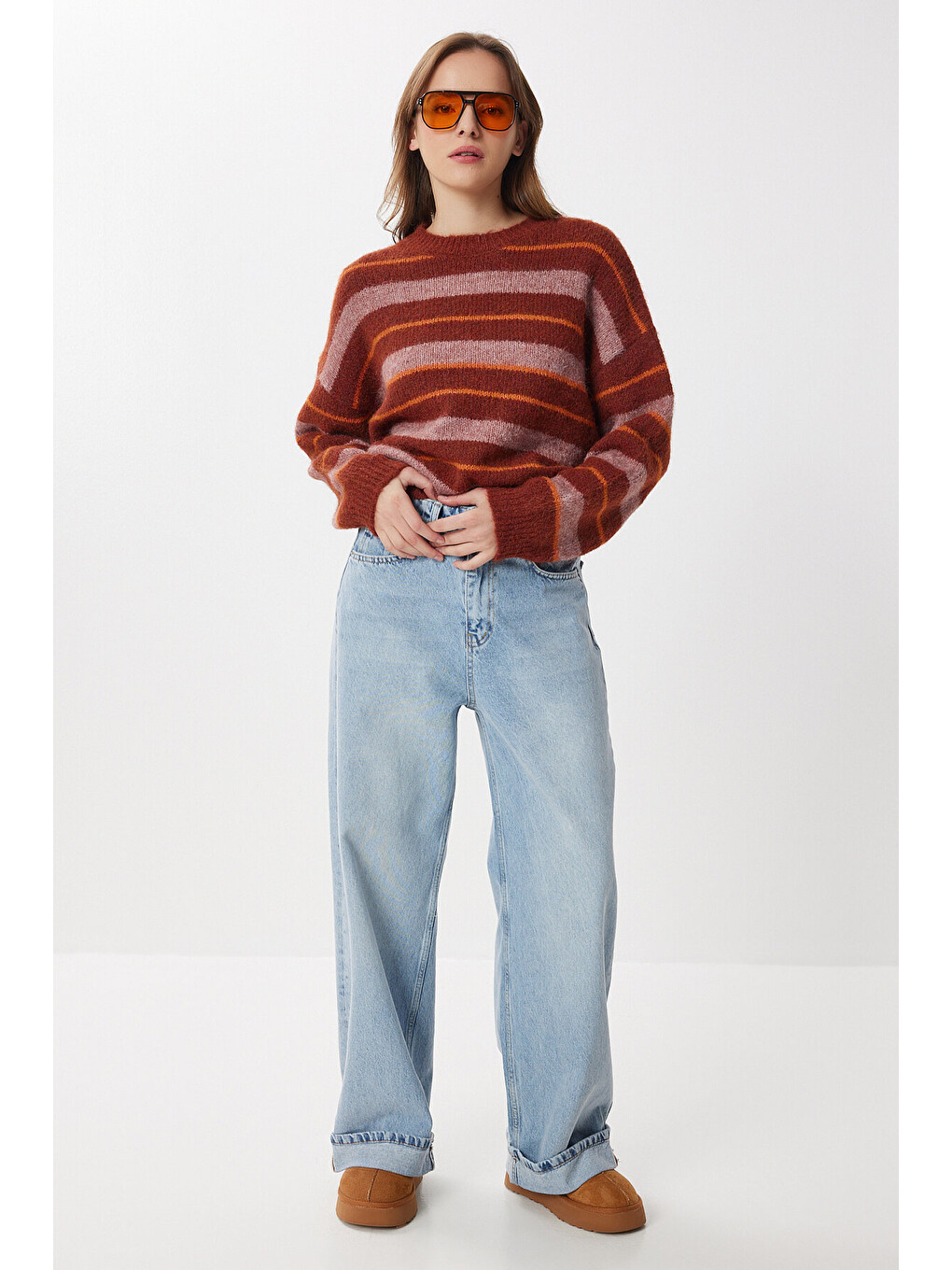 Mavi Kıvrık Paça Wide Leg Jeans MAVİ LRI0033-1