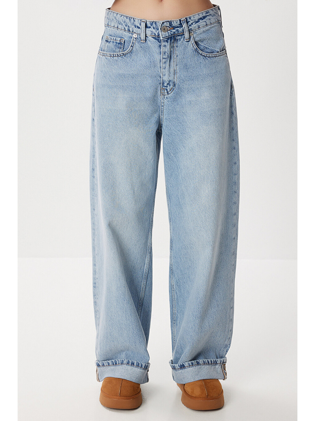 Mavi Kıvrık Paça Wide Leg Jeans MAVİ LRI0033-2