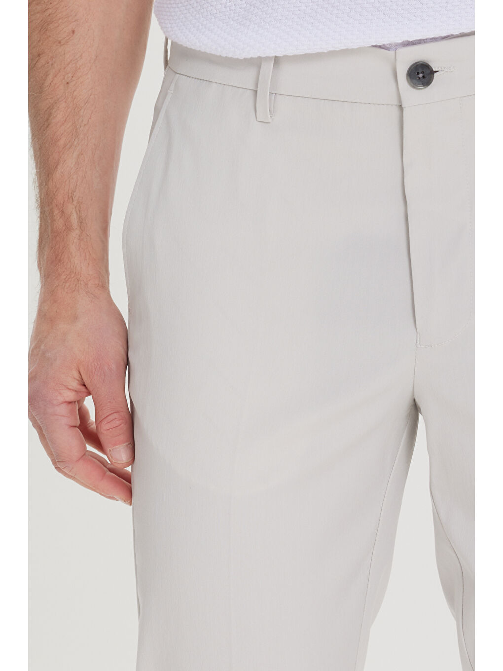 Bej Erkek Taş Slim Fit Dar Kesim Beli Lastikli Yan Cep Rahat Pantolon-3