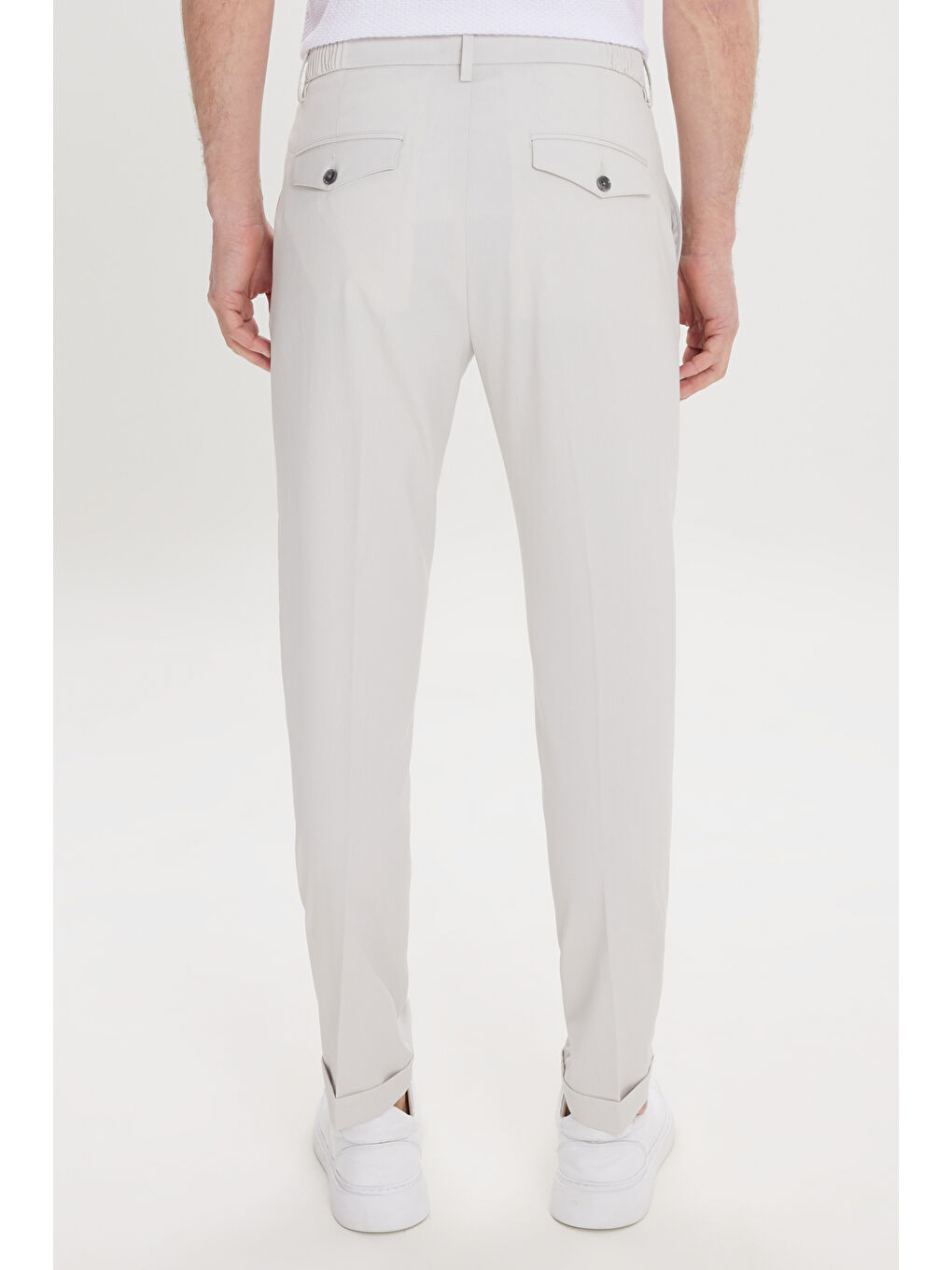 Bej Erkek Taş Slim Fit Dar Kesim Beli Lastikli Yan Cep Rahat Pantolon-5