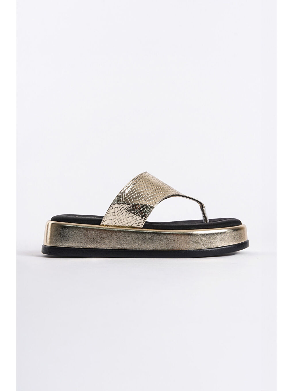 Sarı Dolgu Topuklu Taşlı Parmak Arasıı Kadın Terlik-1