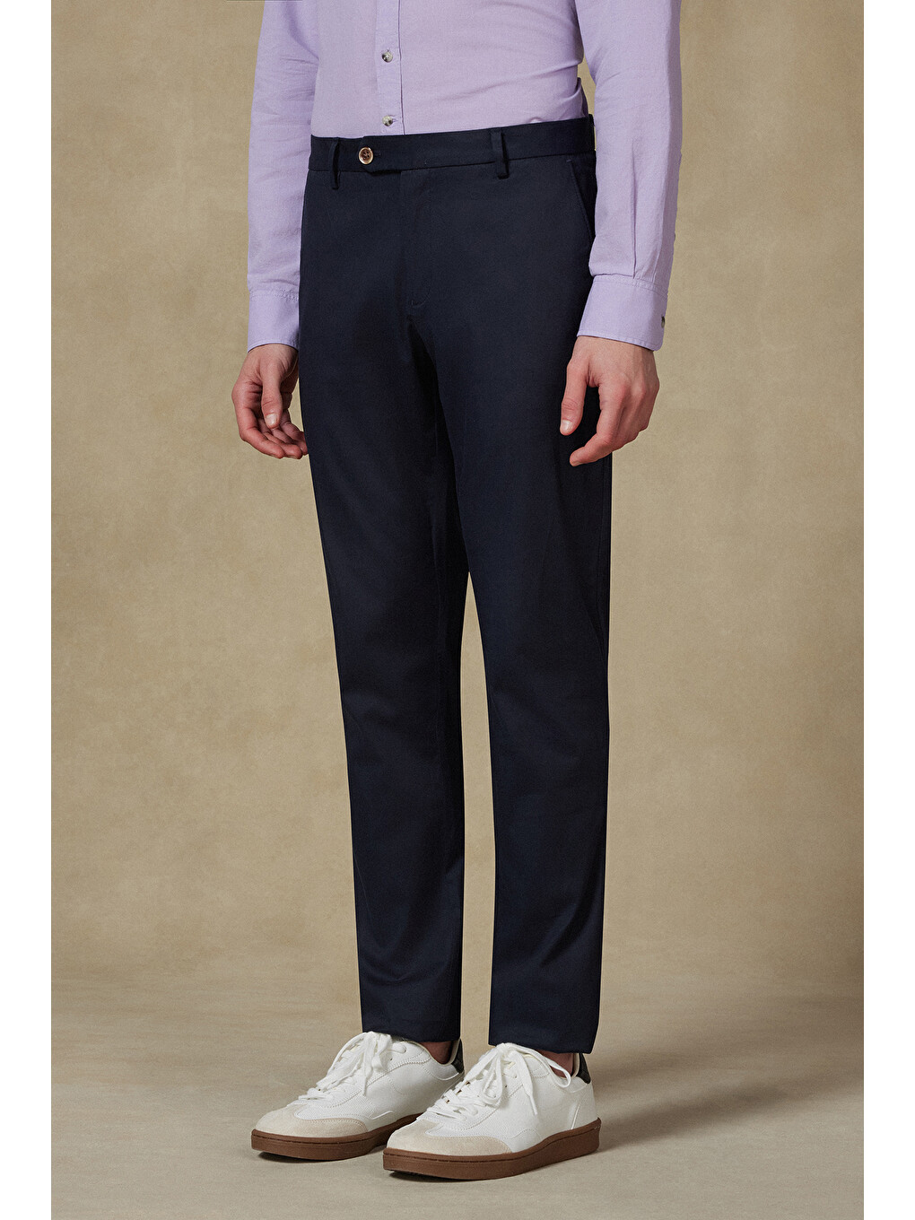 Summer Dokuma Liyosel Karışımlı Modern Fit Lacivert Erkek Düz Pantolon-1