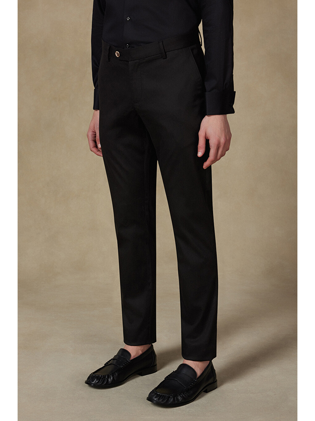Summer Dokuma Liyosel Karışımlı Modern Fit Siyah Erkek Düz Pantolon-1