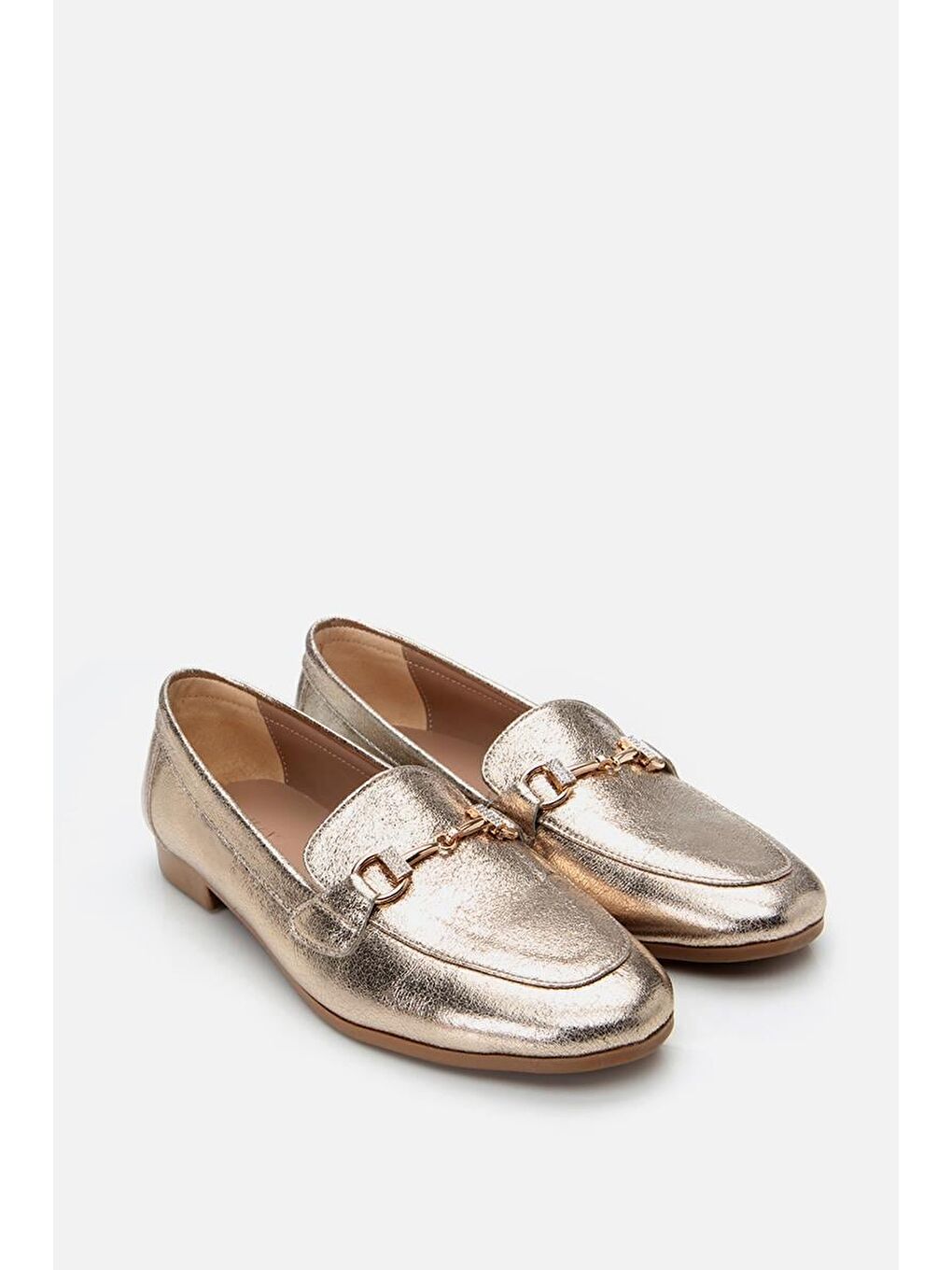 Sarı Kadın Gold Tokalı Klasik Loafer-1