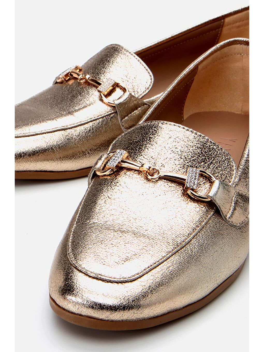 Sarı Kadın Gold Tokalı Klasik Loafer-2