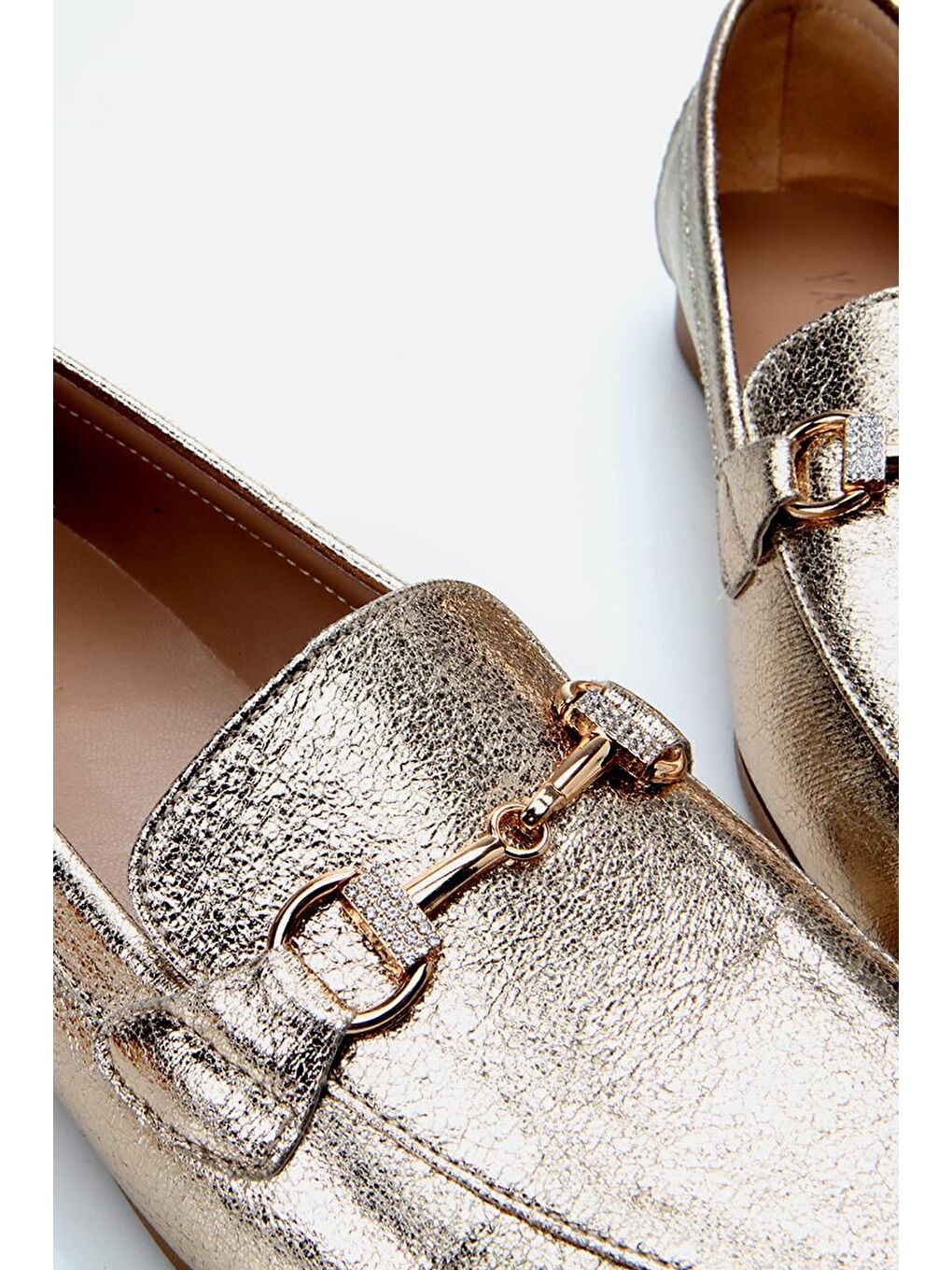 Sarı Kadın Gold Tokalı Klasik Loafer-4