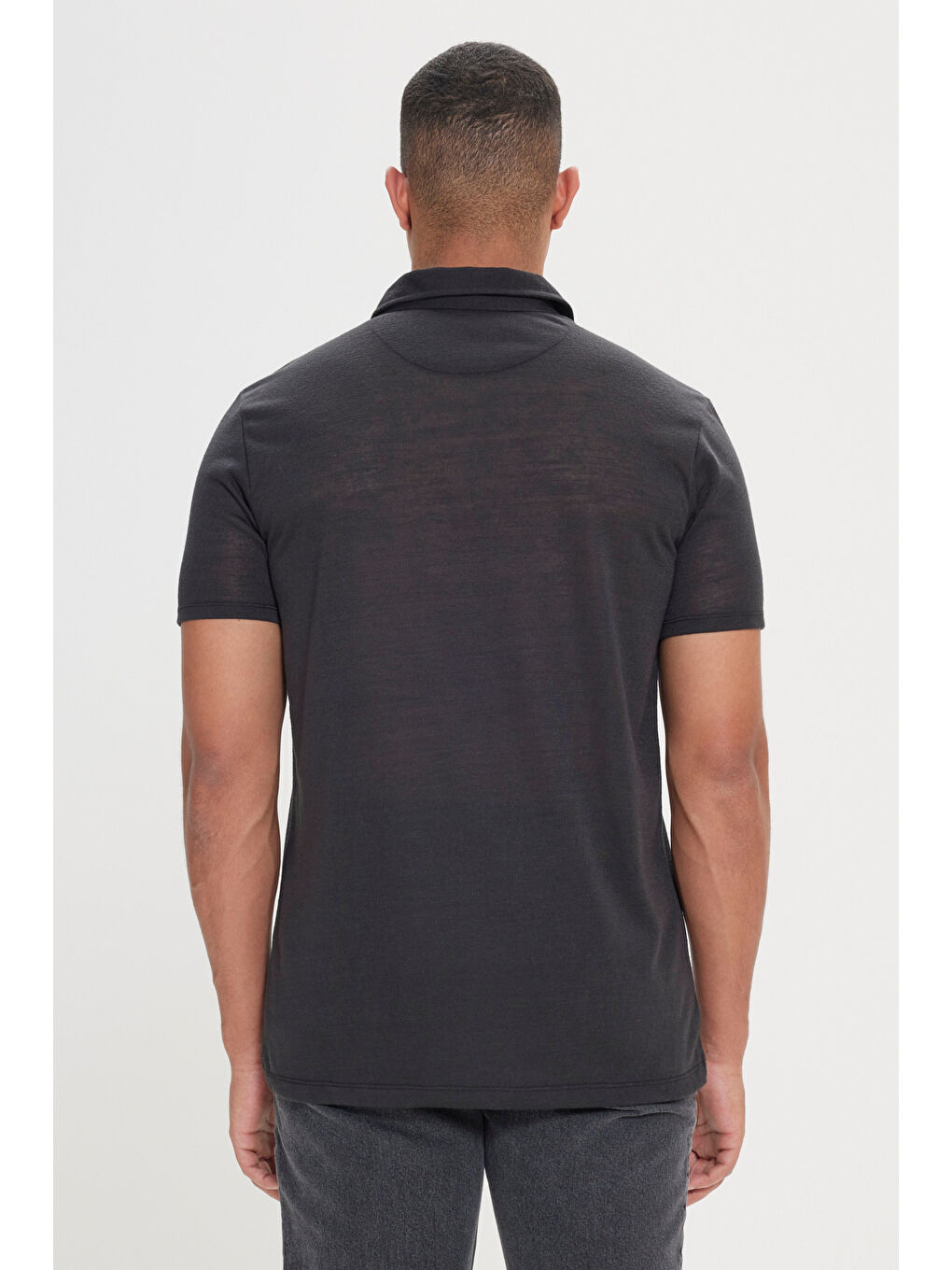 Erkek Siyah Slim Fit Dar Kesim Polo Yaka Düz Casual Tişört-7