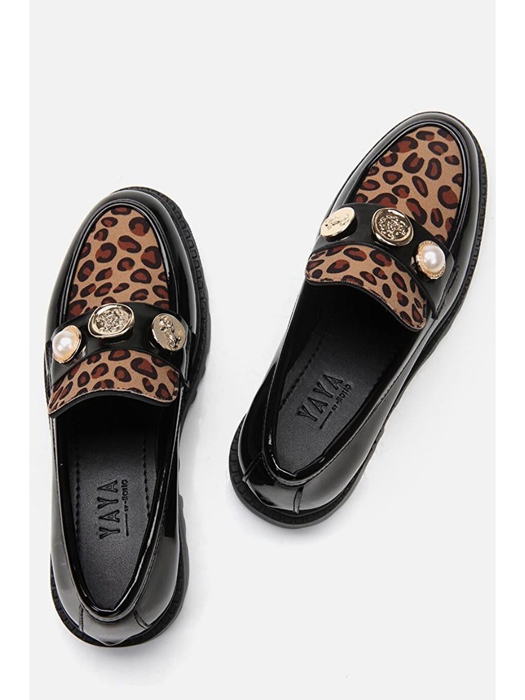Kahverengi Leopar Kadın Loafer-4