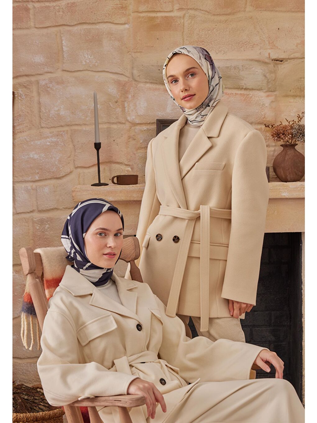 Gardenıa Desen Pamuk İpek Eşarp Mürdüm