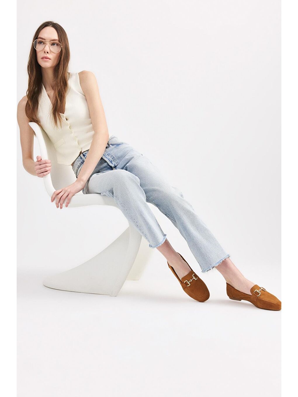 Kahverengi Kadın Deri Taba Tokalı Loafer-1