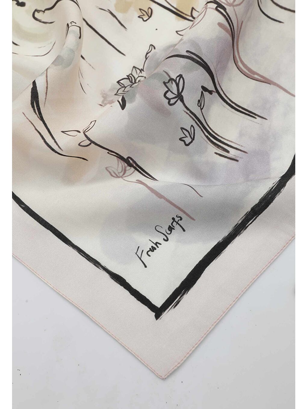 Gardenıa Desen Pamuk İpek Eşarp Mürdüm-3