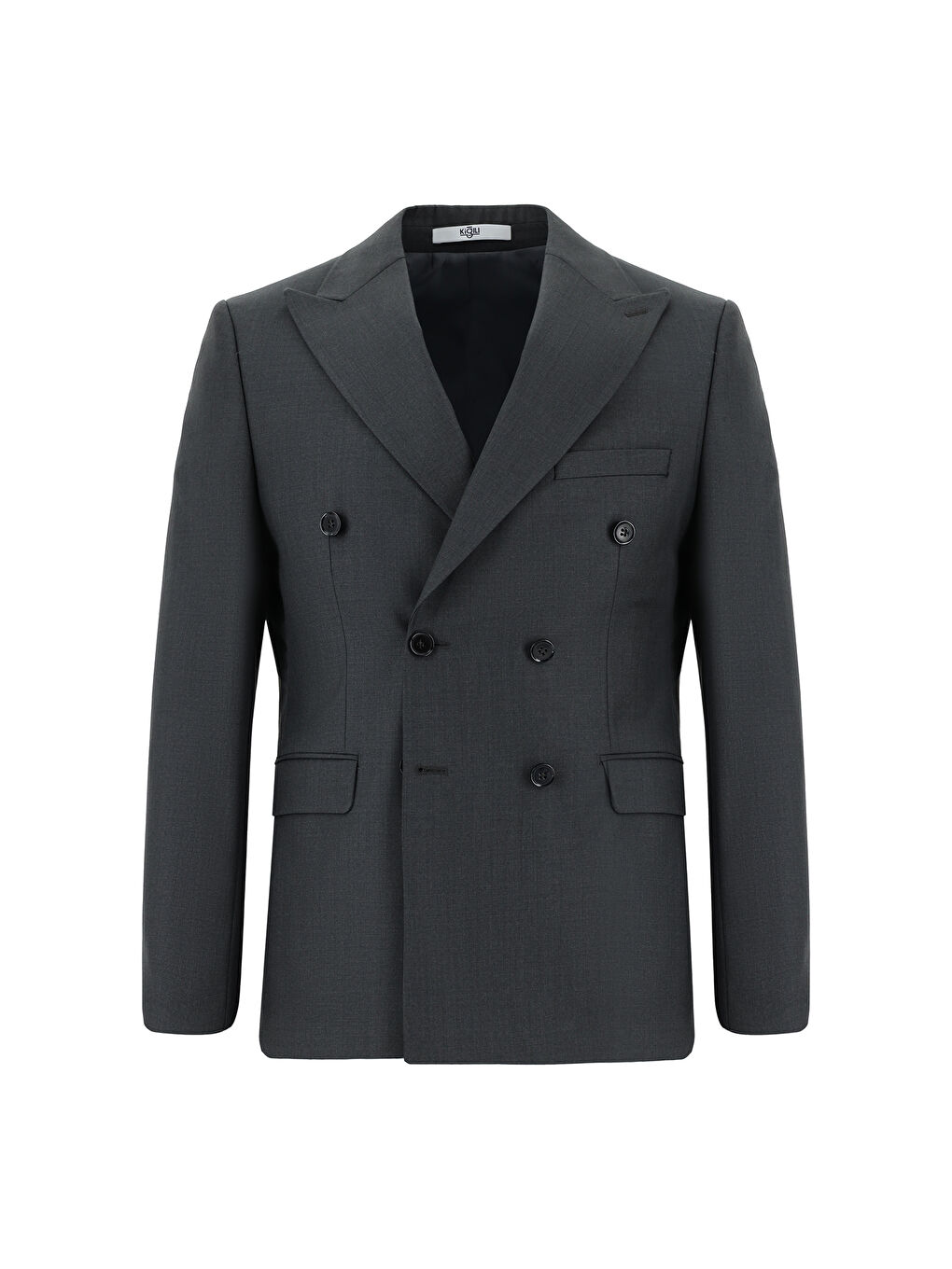 Gri Regular Fit Kruvaze Takım Elbise-1