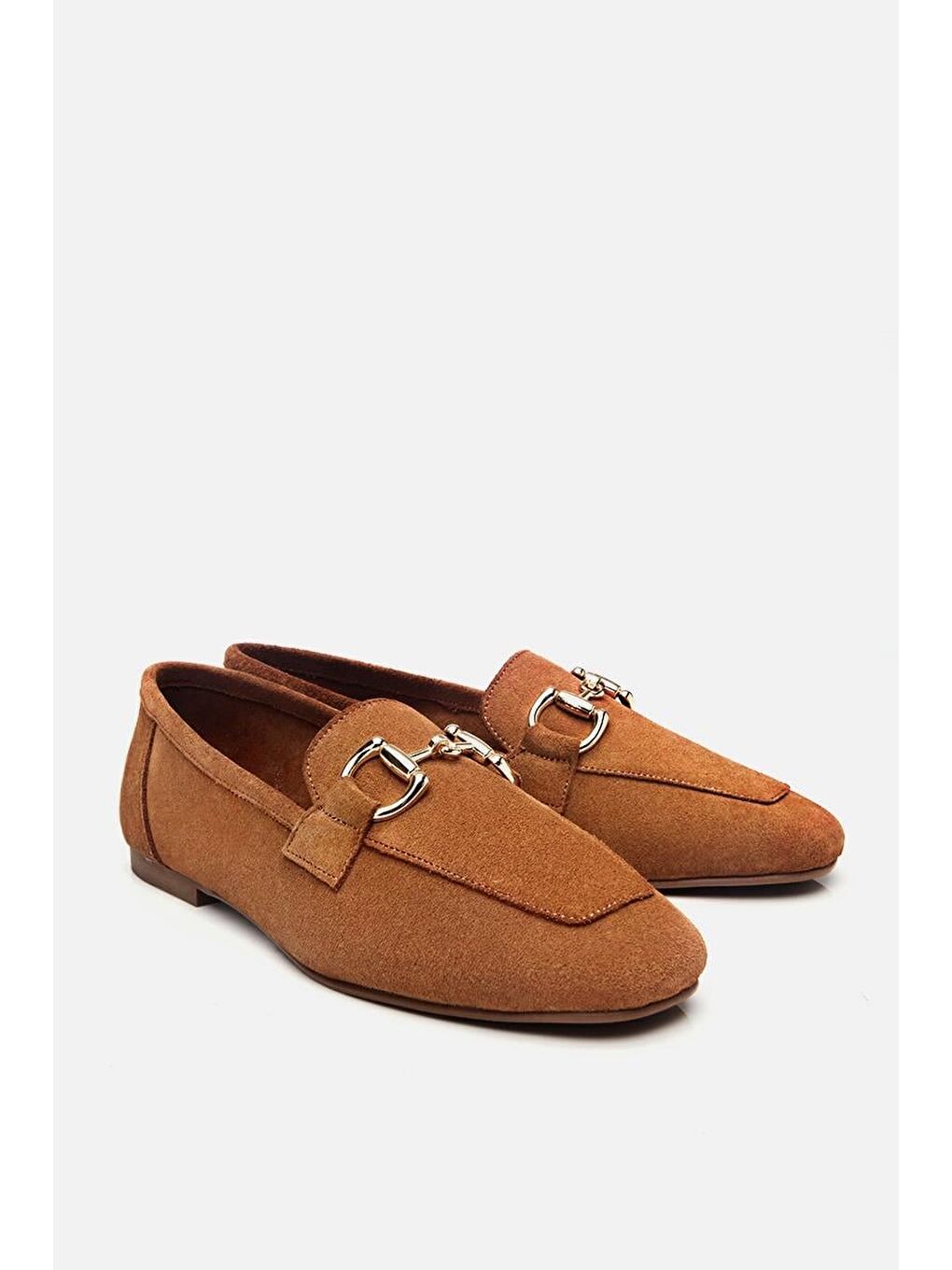 Kahverengi Kadın Deri Taba Tokalı Loafer-4