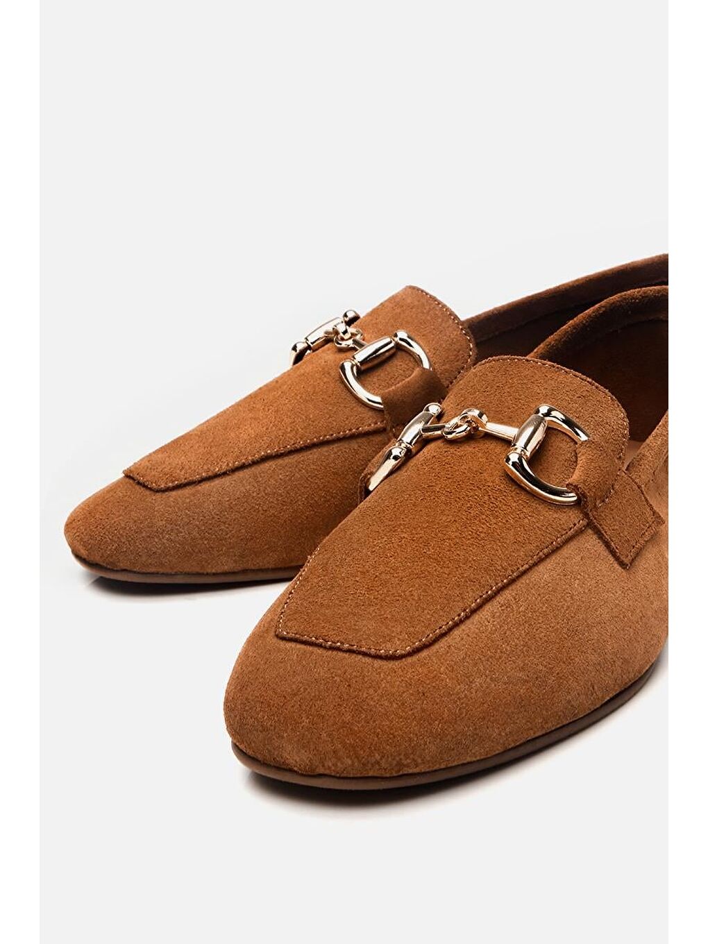 Kahverengi Kadın Deri Taba Tokalı Loafer-5