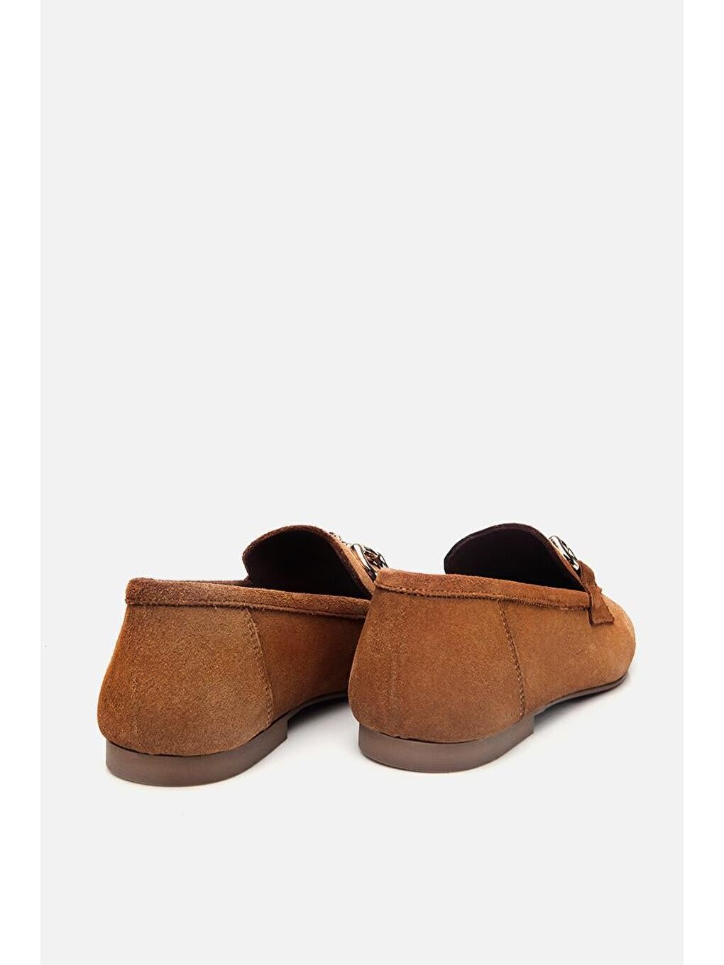Kahverengi Kadın Deri Taba Tokalı Loafer-7