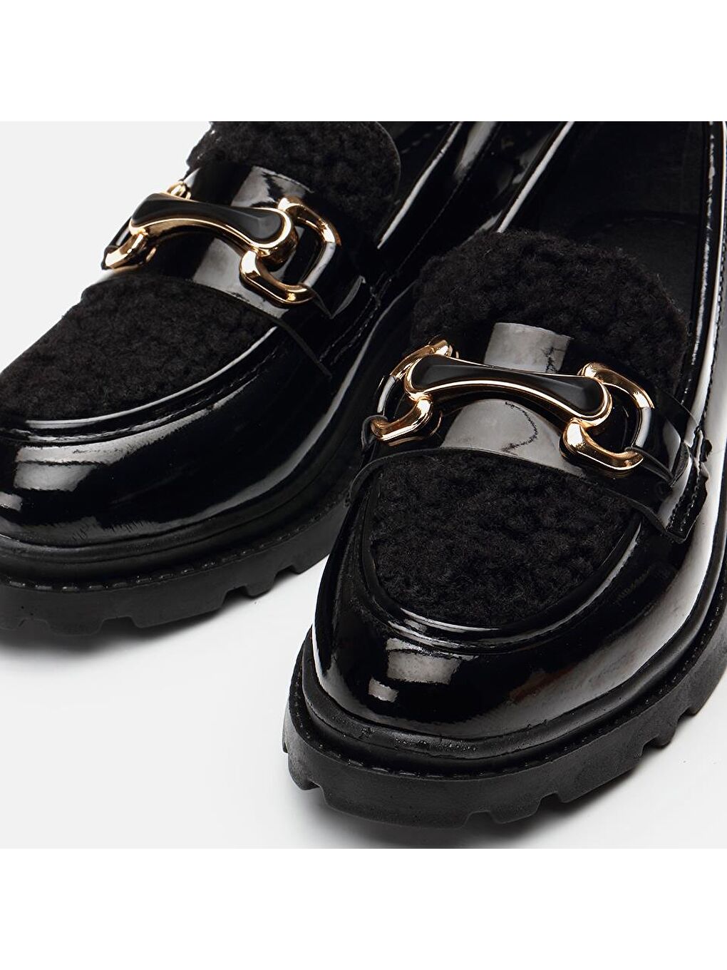 Siyah Kadın Tokalı Loafer-4