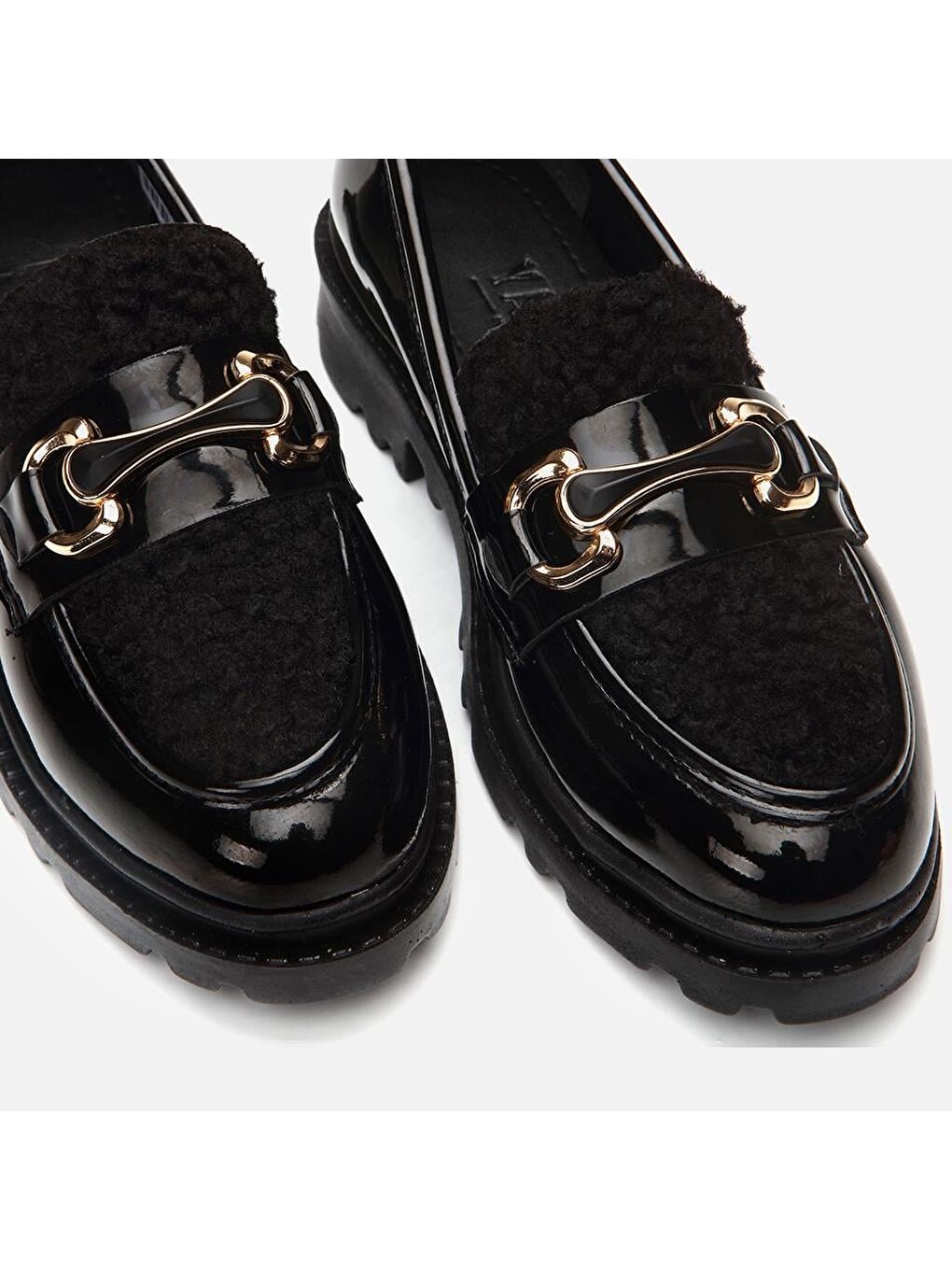 Siyah Kadın Tokalı Loafer-5