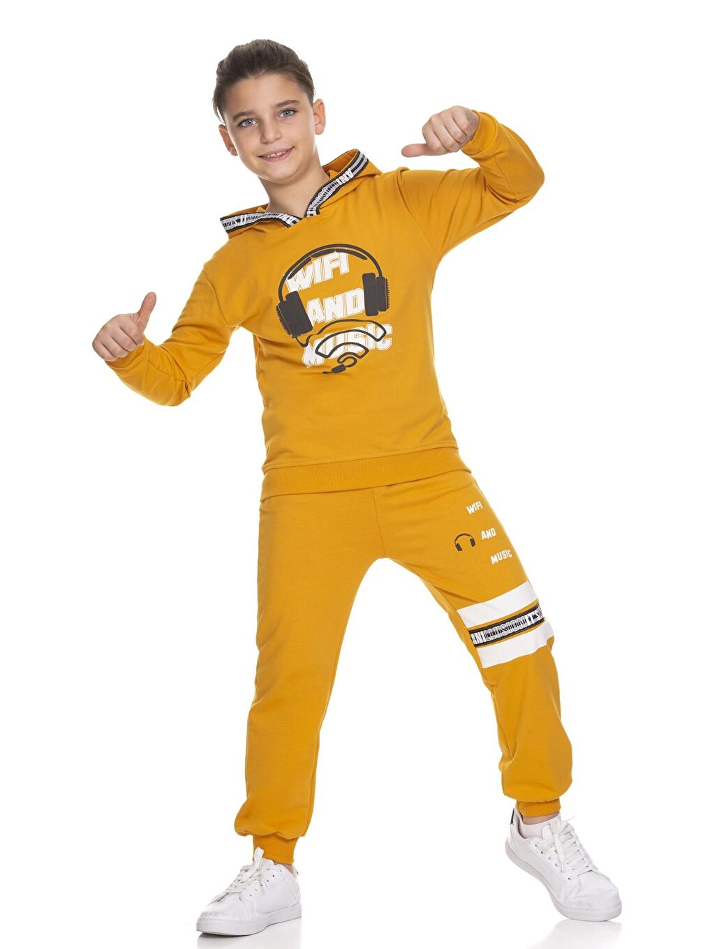 Sarı Wifi Kulaklık Baskılı Takım 51405-1