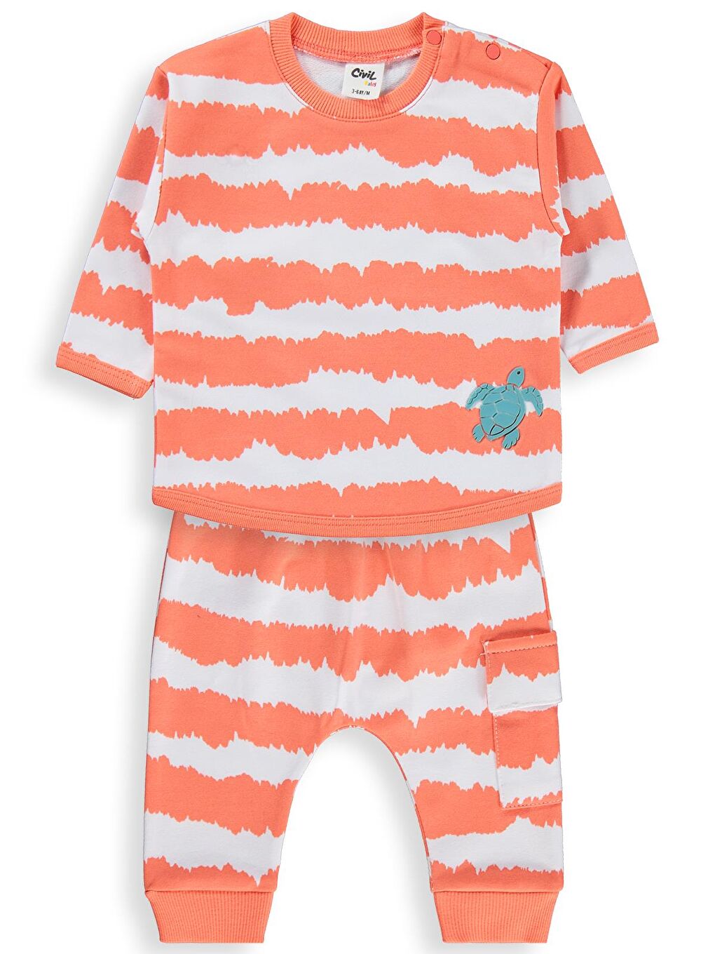 Mercan Baby Kaplumbağa Baskılı 3-18 Ay Takım - Kırmızı