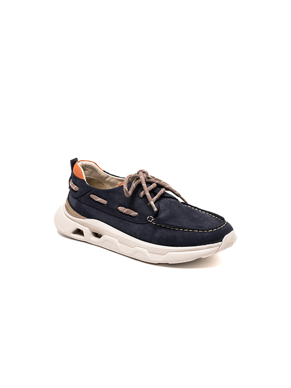 Lacivert Erkek Sneaker OG-2410 018-137 T-Etiket91 Laci Nubuk-Turuncu Dana Süet Tersi-1