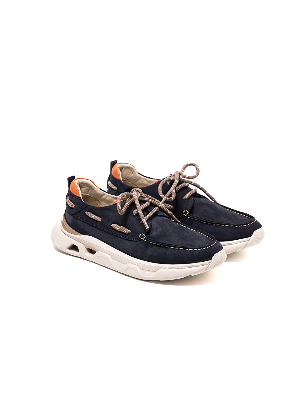 Lacivert Erkek Sneaker OG-2410 018-137 T-Etiket91 Laci Nubuk-Turuncu Dana Süet Tersi-2