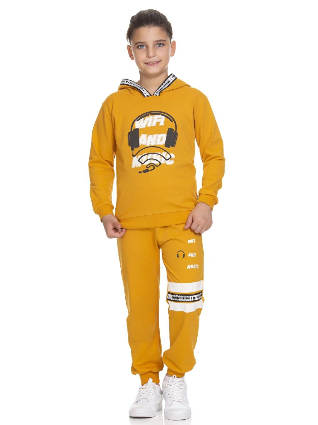 Sarı Wifi Kulaklık Baskılı Takım 51405-3