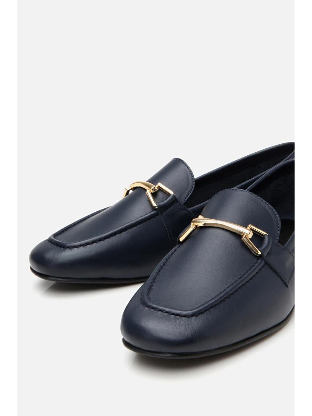 Kadın Deri Lacivert Tokalı Loafer-5