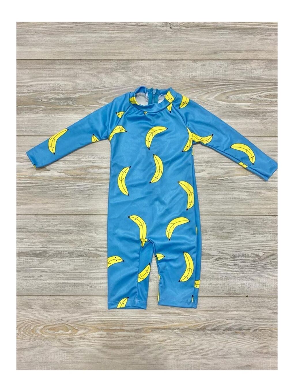 Mavi Fermuarlı Şapkalı Harika Çocuk Mayosu-1