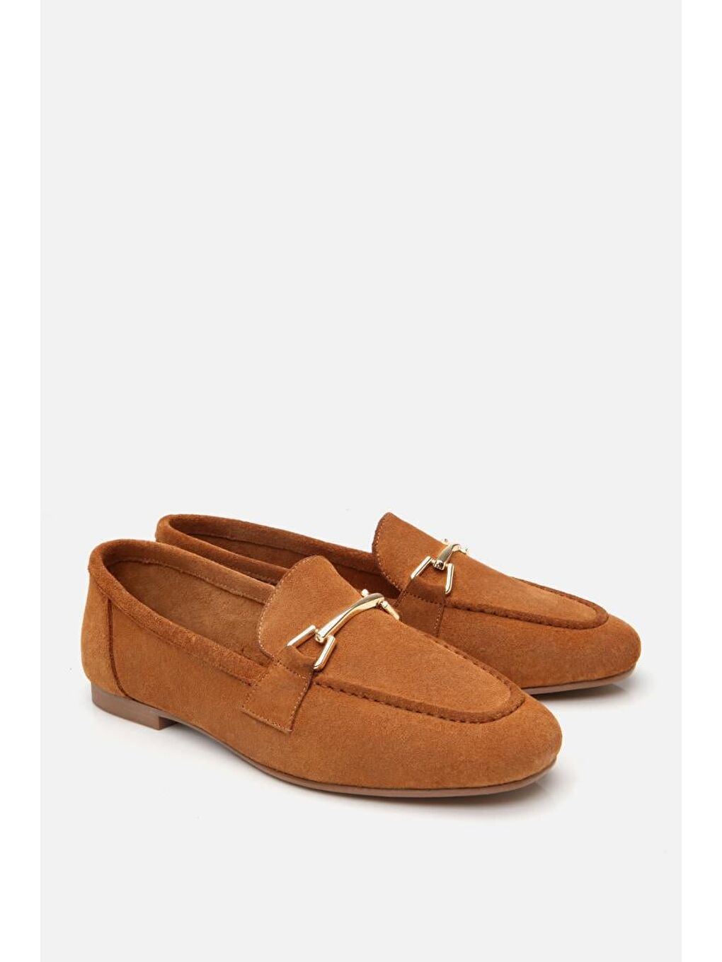 Kahverengi Kadın Deri Taba Tokalı Loafer-4