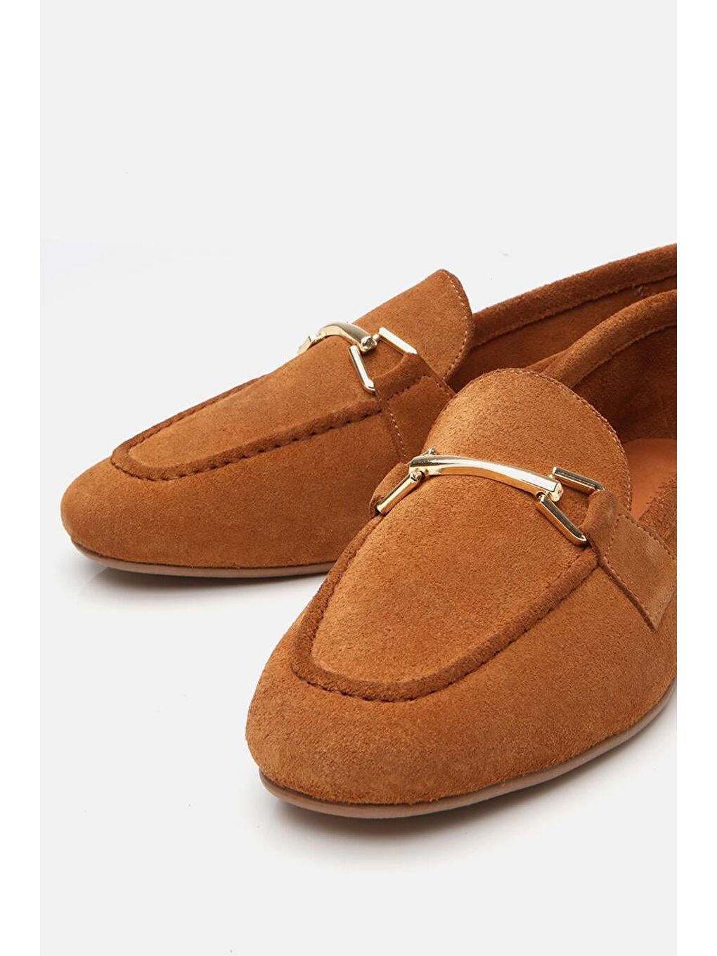 Kahverengi Kadın Deri Taba Tokalı Loafer-5
