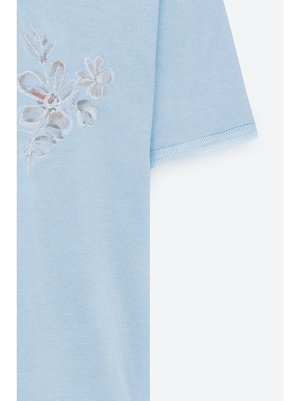 Erkek Açık İndigo Slim Fit Dar Kesim %100 Pamuk Baskılı Polo Yaka Tişört-7