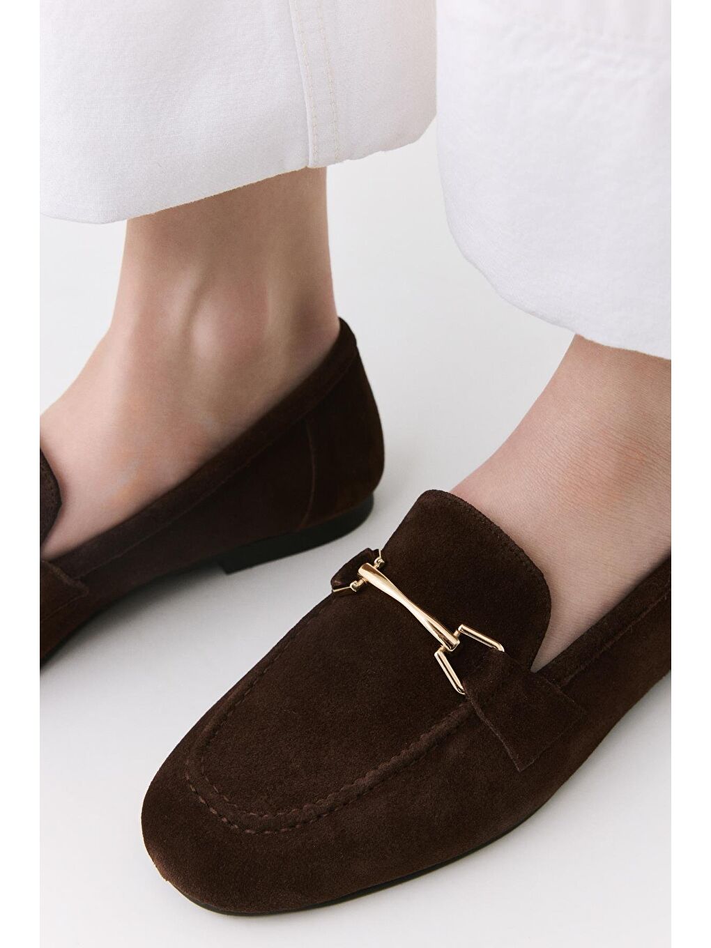 Kahverengi Kadın Deri Kahve Tokalı Loafer-2