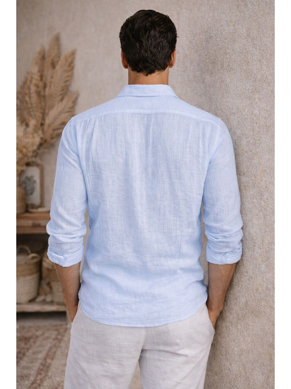 Mavi Erkek Keten Karışımlı Gömlek Relaxed Yazlık İnce Kumaş Casual Gömlek-2