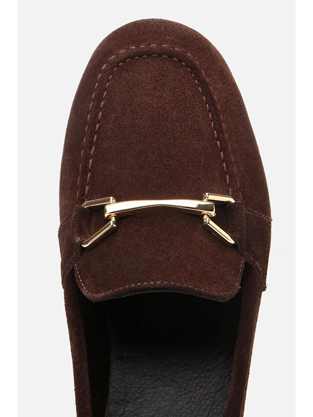 Kahverengi Kadın Deri Kahve Tokalı Loafer-5