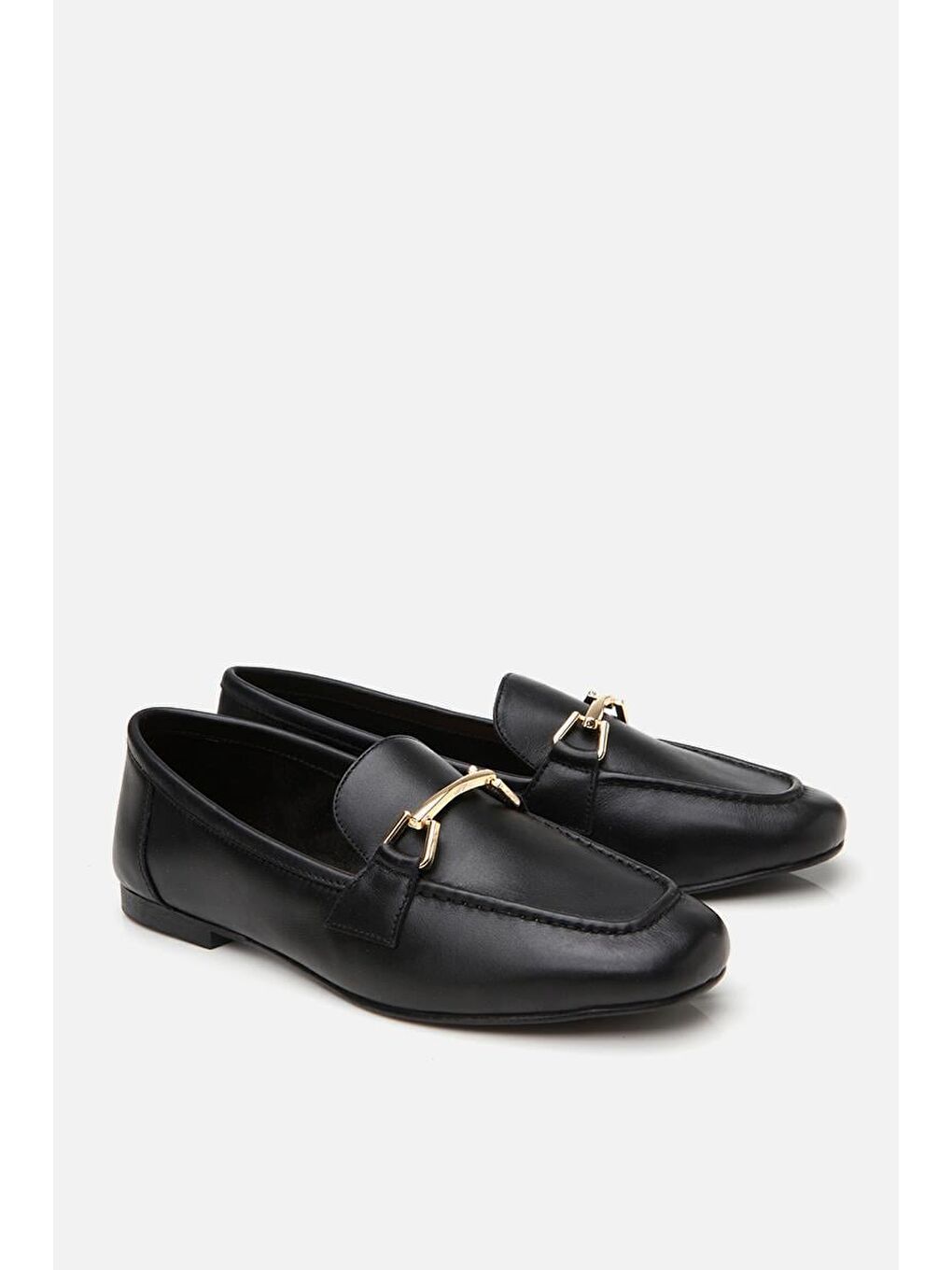 Kadın Deri Siyah Tokalı Loafer-4