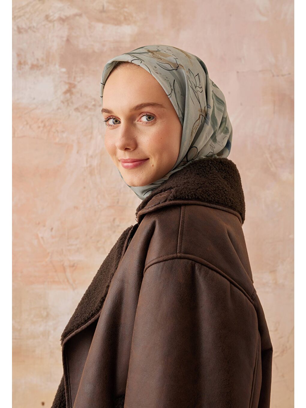 Hera Desen Pamuk İpek Eşarp Mint Yeşili-1