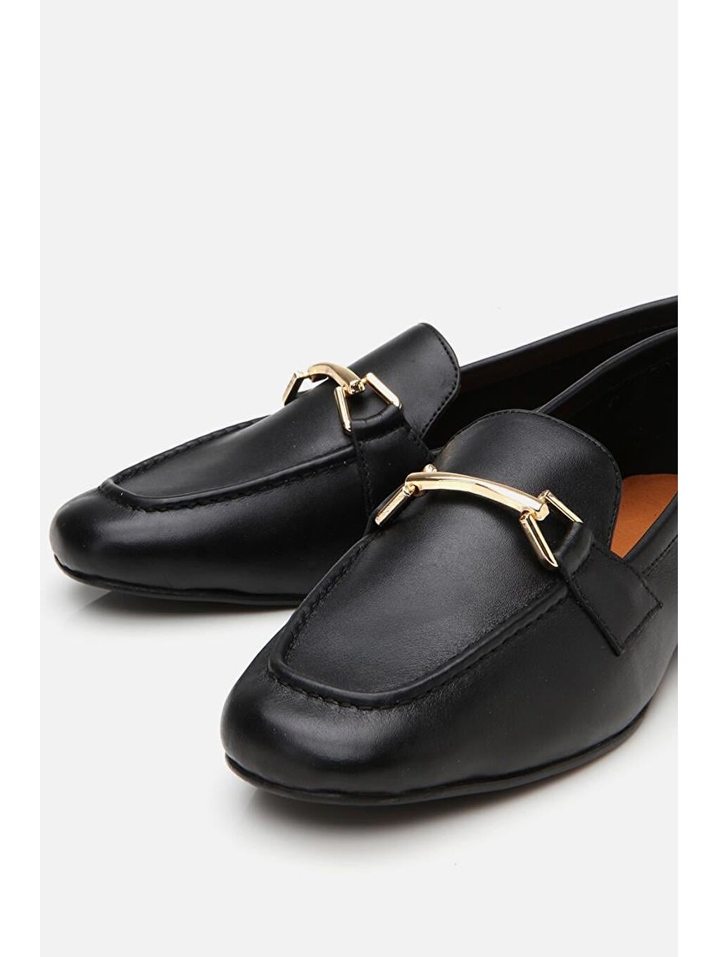 Kadın Deri Siyah Tokalı Loafer-5