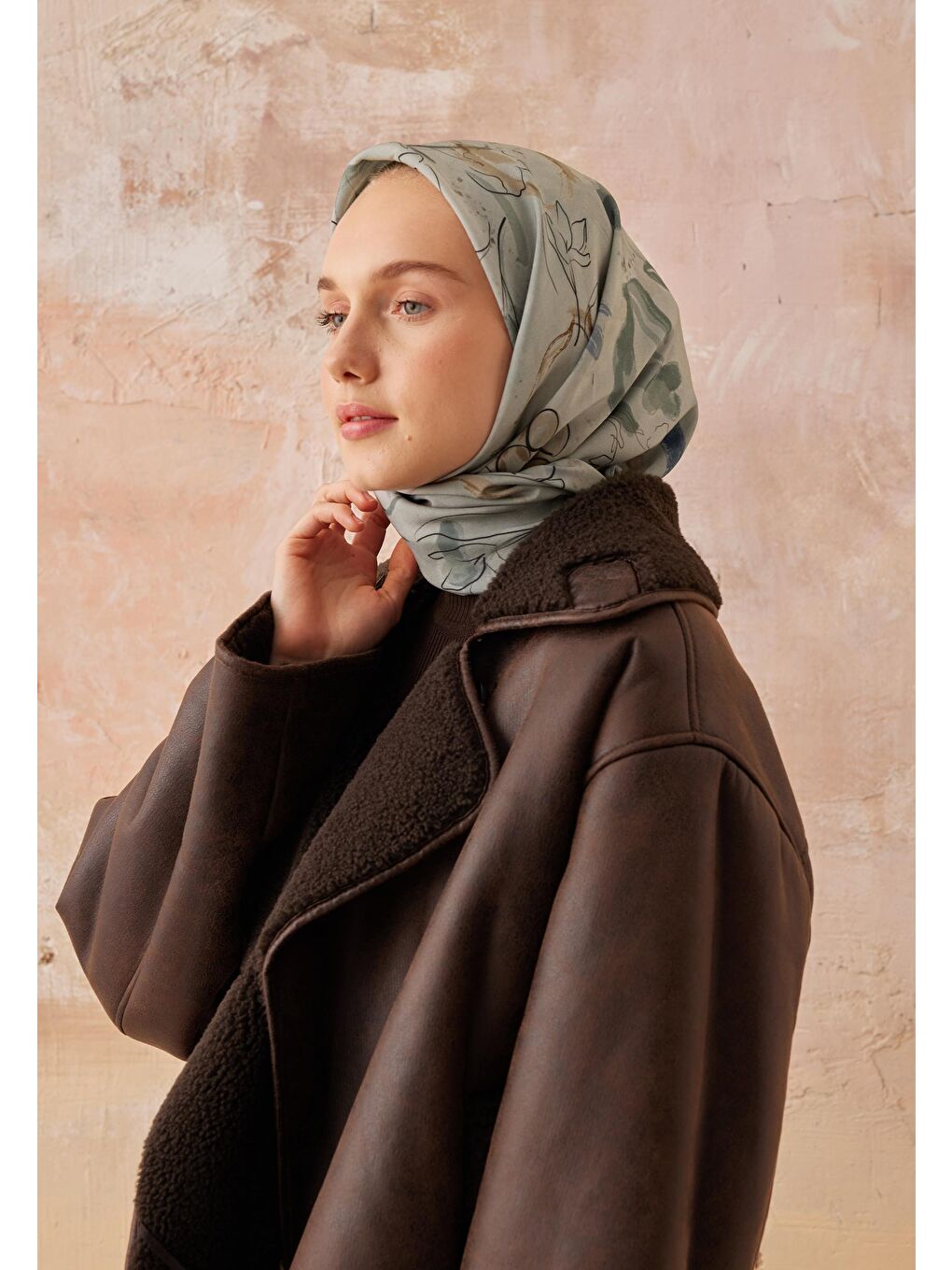 Hera Desen Pamuk İpek Eşarp Mint Yeşili-2