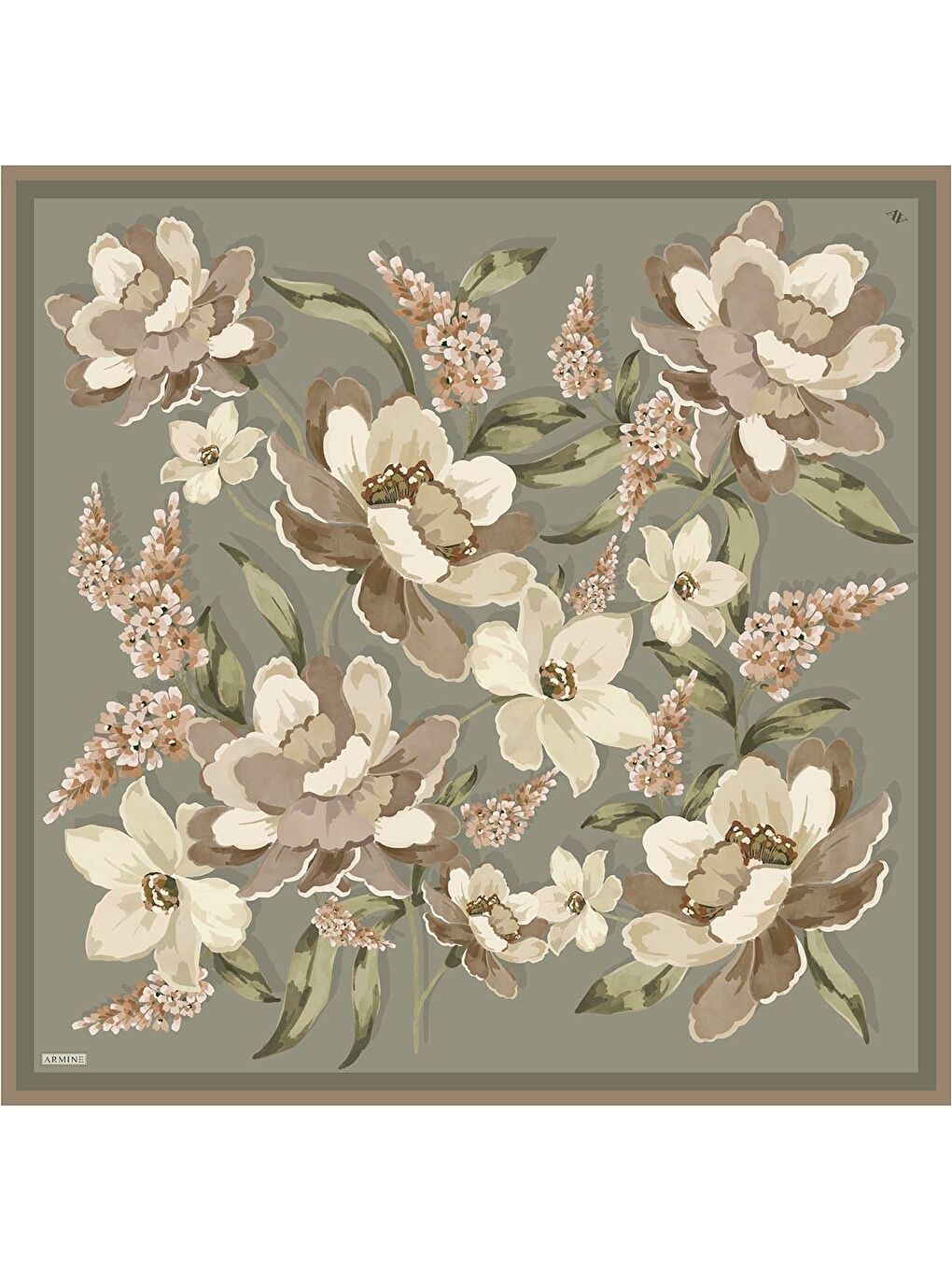 Haki Saf İpek Sura Eşarp 9414D 81-3